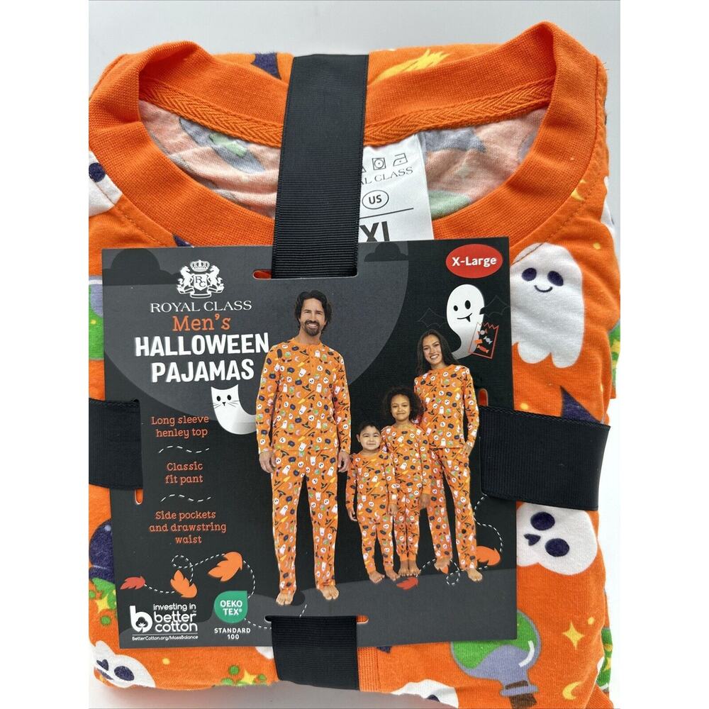 New Royal Class Men’s Ghost Halloween X-Large Orange